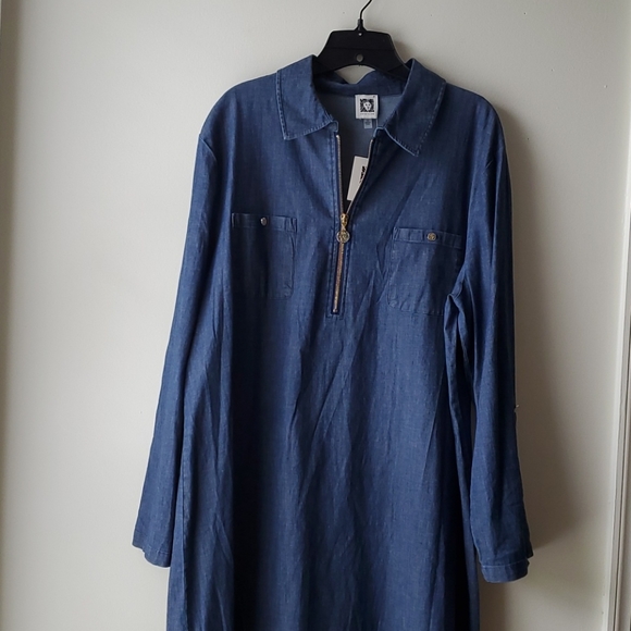 Anne Klein Long Sleeve Denim Dress Sz 6 
